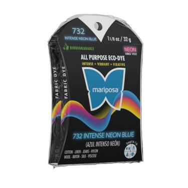 Imagem de Tinta em pó de tecido azul intenso néon; kit de corantes ecológicos biodegradáveis para roupas multiuso, cores para tecidos naturais e sintéticos, pacote com 2