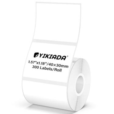 Imagem de YIKIADA Etiquetas térmicas brancas de vinil à prova d'água de 3 x 3 cm, adesivos autoadesivos para endereços, compatíveis com M110/M220, 300 peças