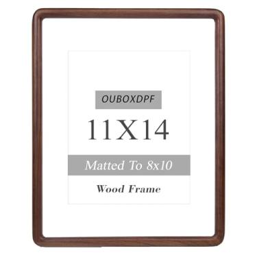 Imagem de OUBOXDPF Porta-retrato 28 x 35 cm de madeira 20 x 25 cm com tapete, moldura de canto arredondado de madeira maciça natural com vidro temperado para pendurar horizontal ou verticalmente