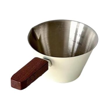 Imagem de ＫＬＫＣＭＳ Copo medidor de café expresso, colher de café, medidor transparente, copo de extração exclusivo de 100 ml, panela para molho, óleo, arroz, leite, Branco