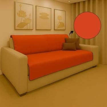 Imagem de Manta Protetora para Sofá Impermeável. Uso Geriátrico, Pet e Infantil. Contra Pelos e Liquidos. Cores (laranja terracota)