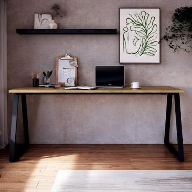 Imagem de Mesa Escrivaninha para Escritório 160cm X 73cm com Pés Metal Industria