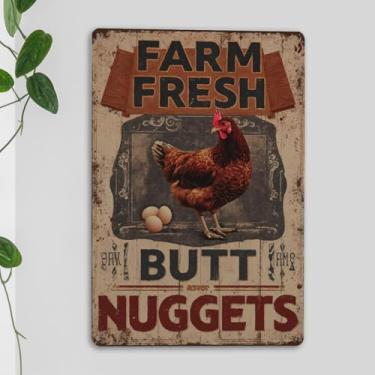 Imagem de Presentes de galinha retrô galinheiro acessórios de decoração de parede de fazenda engraçado fazenda fresca pepitas de metal placa de estanho decoração de casa de fazenda para cozinha doméstica