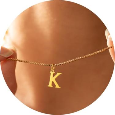 Imagem de Colar com pingente de inicial personalizada A-Z, joia minimalista de aço inoxidável para mulheres, pingente de alfabeto personalizado, F, Aço inoxidável, Sem Pedra Preciosa