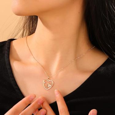 Imagem de Colares femininos banhados a ouro 14K e prata - pingentes delicados de coração, abelha, unicórnio, flecha da amizade, joias hipoalergênicas personalizadas que não mancham, presentes modernos de