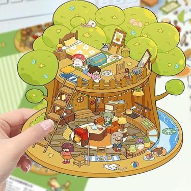 Imagem de Adesivo_Decalque 45 Cute 3D Miniature Scene Stickers DIY Sticker Scenes for Adults Warm House Supermarket Museum Coffee Shop Zoo Hotel Restaurant Therapy Scene Sticker Relief Stress Pass The Time
