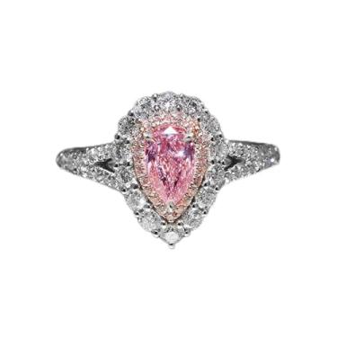 Imagem de Aliança de noivado de zircônia cúbica banhada a ouro branco, rosa, lágrima rosa, alianças de compromisso, festas noturnas, presentes de dia dos namorados, alianças de eternidade para mulheres, 9