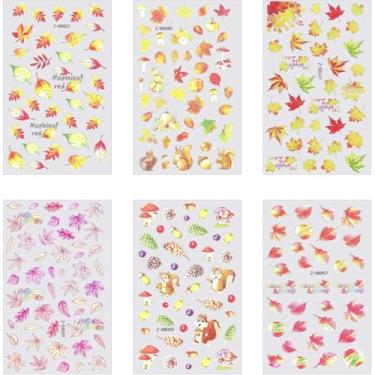 Imagem de 6 folhas, 6 estilos, folha de bordo, adesivos autoadesivos, adesivos autoadesivos, materiais de arte de resina, adesivos de resina transparente para pontas de unhas, decoração de cartões, joias DIY, 8