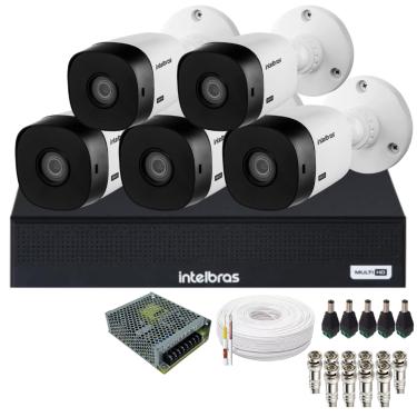 Imagem de Kit 5 Câmeras Full Hd 1220b Intelbras Dvr Intelbras 08 Canais 1108-c Não Acompanha Hd