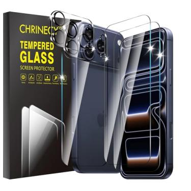 Imagem de CHRINECY [Pacote com 2+1+2 protetores de tela traseira compatíveis com iPhone 17 Pro + pacote com 2 protetores de tela frontal e protetor de lente da câmera, dureza 9H, Ultra HD, antiarranhões