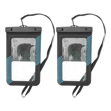 Imagem de 2 peças bolsa impermeável móvel meia listra preta azul celeste capa universal à prova d'água compatível com telefone 14.0 cm x 23.0 cm contagem