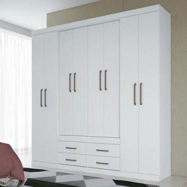 Imagem de Guarda-Roupa Casal Barbados 8 Portas 4 Gavetas Branco - Pnr Móveis, Br