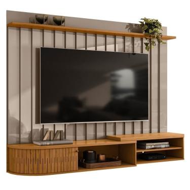 Imagem de Painel Para Tv 75 Pol Com Bancada Suspensa 207cm Emília Z10 Fendi/naturale - Mpozenato