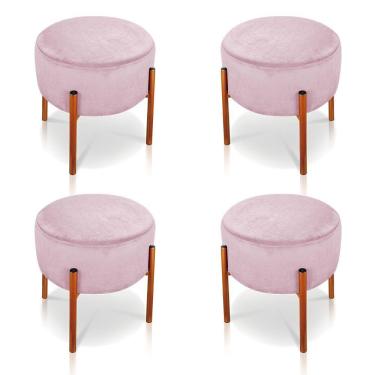 Imagem de Kit 4 Puffs Iron Suede Cobre Rosa Bebê