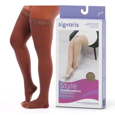 Imagem de Meia Coxa 7/8 Compressiva | Sigvaris Ever Sheer | 20-30 mmhg - Café