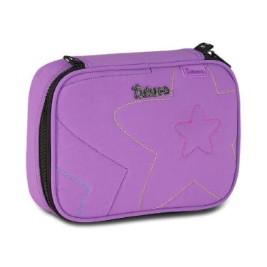 Imagem de Estojo Box Luluca Feminino Escolar Resistente 36 Elásticos (Roxo)