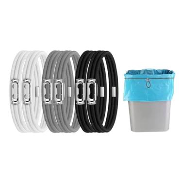 Imagem de 3 faixas de lixeira – faixas de borracha ajustáveis para lata de lixo com trava de cabo, faixas de borracha grandes para latas de lixo para lixeiras de 8 a 33 galões, para casa, escritório