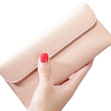 Imagem de Carteira longa feminina elegante, design minimalista em estilo envelope, fácil de abrir e fechar, toque suave, durável, várias cores modernas, transporte diário conveniente LOW34