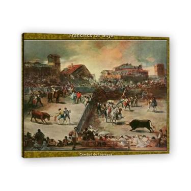Imagem de BullfightFrancisco De Goya Impressão em tela romântica espanhola - Obra-prima do influente pintor romântico 30 x 36 cm emoldurado