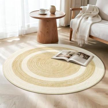 Imagem de Asrug Tapete redondo de 1,2 m, tapete redondo para sala de jantar, 1,2 m, antiderrapante, lavável à máquina, tapetes circulares para sala de estar, cozinha, quarto, berçário, entrada, sala de jogos