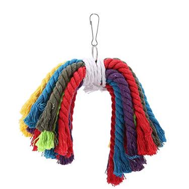Imagem de HEEPDD Brinquedo de Mastigar de Papagaio, Gaiola de Pássaro, Brinquedos de Suspensão, Corda de Algodão Colorida para Moagem de Bico Com Material Seguro