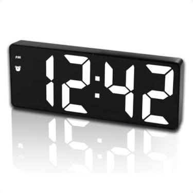 Imagem de Relógio Despertador Digital de Mesa, Display LED, Preto, 16x2,5x6cm, com Alarme, Medidor de Temperatura, Função Snooze, Alimentação USB/Pilha AAA