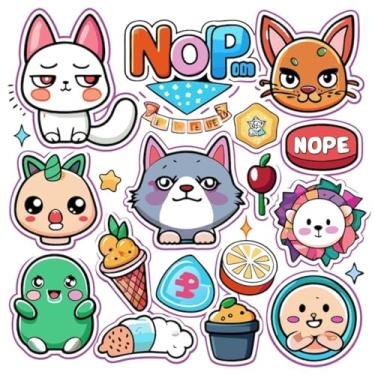 Imagem de Adesivos Kawaii para Crianças Decorativos de Parede e Cadernos - Conjunto de Personagens e Frutas Coloridas 50x50cm