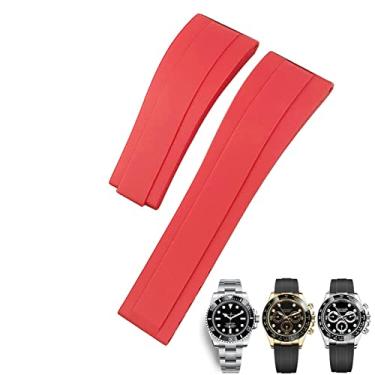 Imagem de WYUYIWH Pulseira de relógio de borracha de 20 mm e 21 mm para Rolex Daytona Submariner GMT Yacht-Master OYSTERFLEX Pulseira de silicone com fivela de implantação