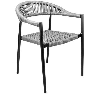 Imagem de Cadeira Decorativa Para área Gourmet Base Preto Corda Náutica Nevada R01 Chumbo - Lyam Decor