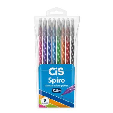 Imagem de Caneta Esferográfica Cis Spiro Estojo C/ 8 Unidades Sortidas