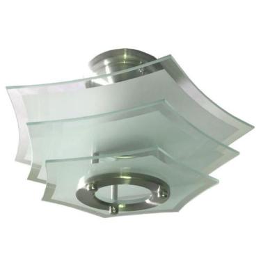 Imagem de Lustre Plafon Sobrepor Teto Vidro - Sextavado Jateado - Sala - Shin Te