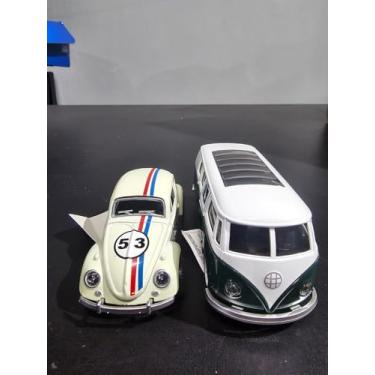 Imagem de Kit Fusc Kombi Miniatura Colecionável Brinquedo Carrinho Metal À fricção Abre Portas (Edição Especial 53 + Verde)