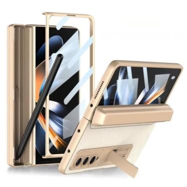 Imagem de Capa Protetora Premium para Samsung Z Fold6, Case com Suporte Lateral, Compartimento para S Pen, Sistema Magnético, Cor Preta (Gold)