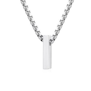 Imagem de VULETO Colar com letra A-Z com inicial A-Z, presente para meninos e homens, pingente de letra de aço inoxidável, dia dos namorados, joias de aniversário, ideias de presentes para adolescentes e