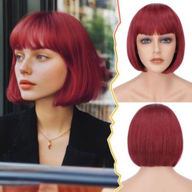 Imagem de Peruca BARSDAR Red Bob 12" de cabelo sintético curto