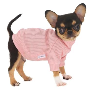 Imagem de LOPHIPETS Suéteres de gola rolê para cães pequenos chihuahua yorkie roupas de gato - rosa claro brilhante/PP