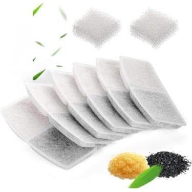 Imagem de Filtro de Carvão Ativado para Bebedouros de Pets, 6 Unidades, com Esponjas de Pré-filtro, para Gatos e Cães