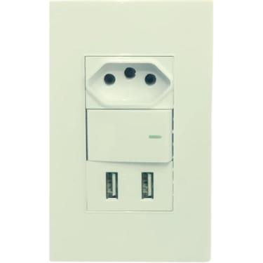 Imagem de Tomada 20 Amperes De Parede Com Interruptor Premium E Entrada Dupla USB Para Embutir
