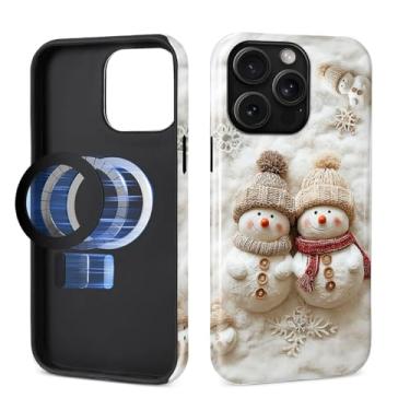 Imagem de Capa para iPhone 15 Pro Max [compatível com MagSafe], silicone macio brilhante + capa protetora 2 em 1 de policarbonato rígido antiarranhões à prova de choque para mulheres e homens - boneco de neve