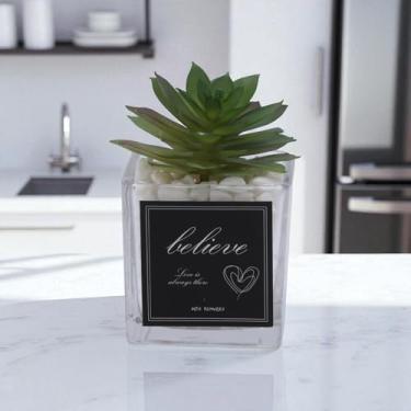 Imagem de Generic 1 peça de plástico falso para exibição de suculentas de vidro vegetal verde 5 x 5 x 15 cm