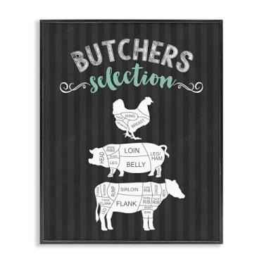 Imagem de Stupell Industries Butchers Selection Animal Sections Arte giclée emoldurada branca, design por Lettered and Lined, 76 x 61 cm