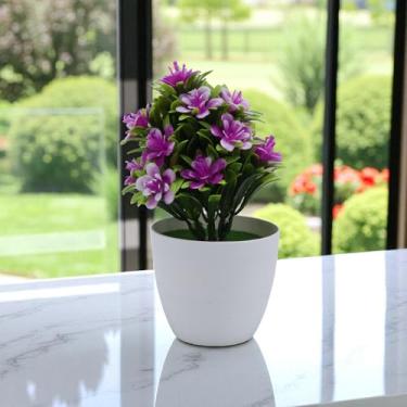 Imagem de Generic 1 planta artificial cinquefoil de cinco folhas de plástico rosa vermelha 8 x 8 x 20 cm