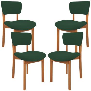 Imagem de Kit 04 Cadeiras Para Sala de Jantar Cozinha Living Estofada Dara L02 Suede Verde Musgo - Lyam Decor