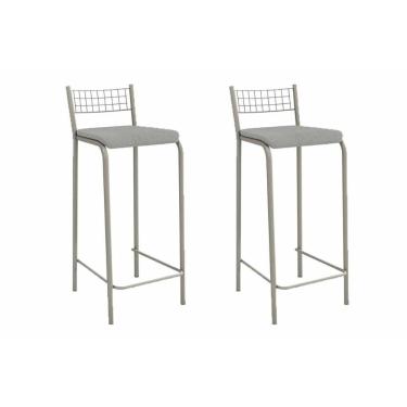 Imagem de Banqueta De Cozinha Gênova 2b705nk Aço Kit 2 Un Niquel-boucle Cinza - Kappesberg