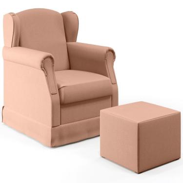 Imagem de Poltrona E Puff Elisa P02 Linho Rosê