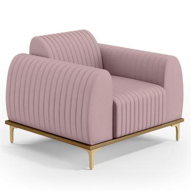 Imagem de Poltrona Pés Metalizado D'Ouro Molino D02 Veludo Rosê C-305