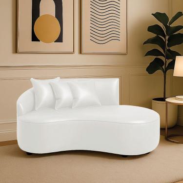 Imagem de Sofá 2 Lugares Orgânico 140 Cm Morgan Sintético Pu D03 - D'rossi Branco