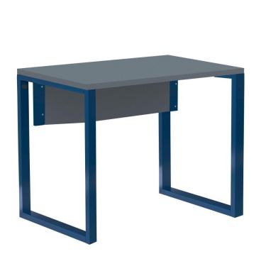 Imagem de Mesa Escritório P25 Tub Pandin 90 Cm (larg) Tampo Mdp Grafito Pé Aço Tubular Azul Del Rey