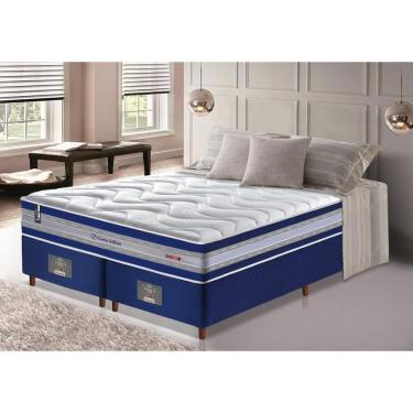 Imagem de Conjunto Cama Box King De Molas Ensacadas D33 Cama Inbox Select Firme 193x203x71 Azul