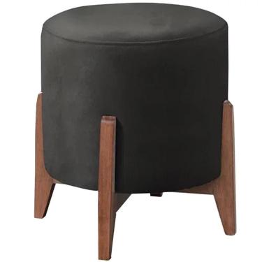 Imagem de Puff Puf Sala Lhor Veludo Preto Rm Preto